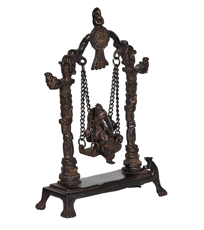 Brass with Black Brown Finish Ganesh on Swing/jhula/Home Decor/Gift Item