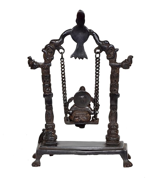 Brass with Black Brown Finish Ganesh on Swing/jhula/Home Decor/Gift Item