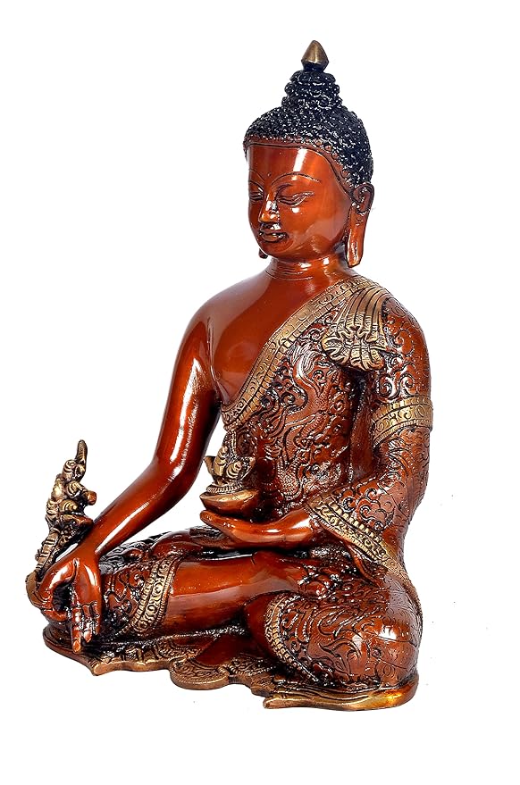 Brass Brown Buddha Statue Idol for Home Decor/Gift Item, Size : 11.5"