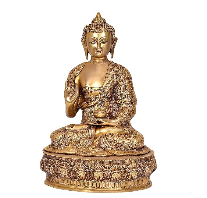 Brass Fully craved Meditating Buddha Statue Idol Gift Item/Statue