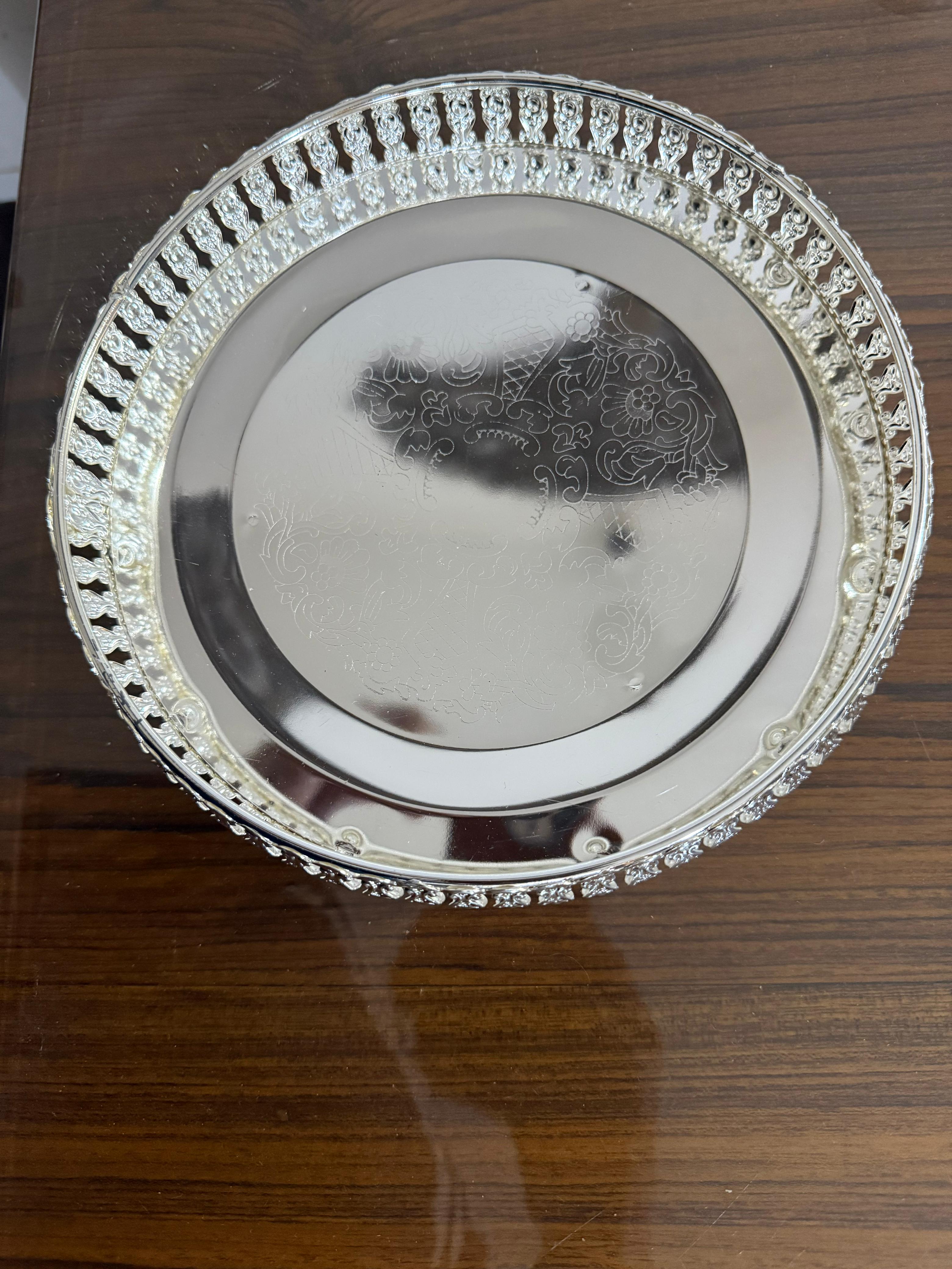 german silver tray with 2 bowls for snacks/ pooja/ gift item