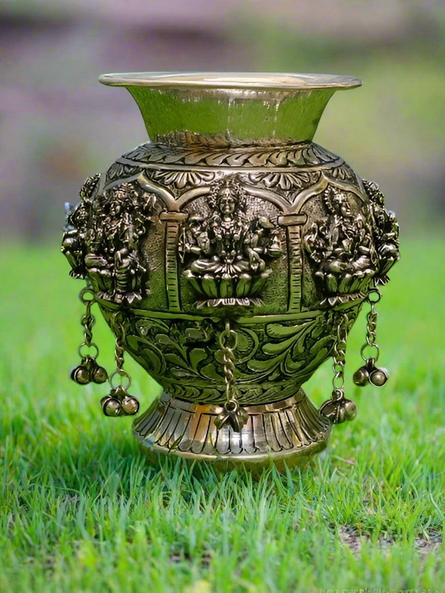 pure silver plated ashta lakshmi kalash for housewarming/ diwali