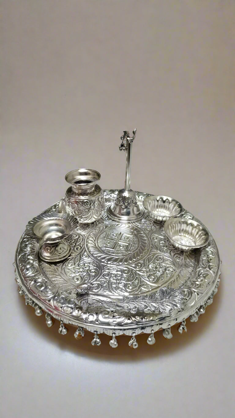 german silver pooja thali set for housewarming/ diwali