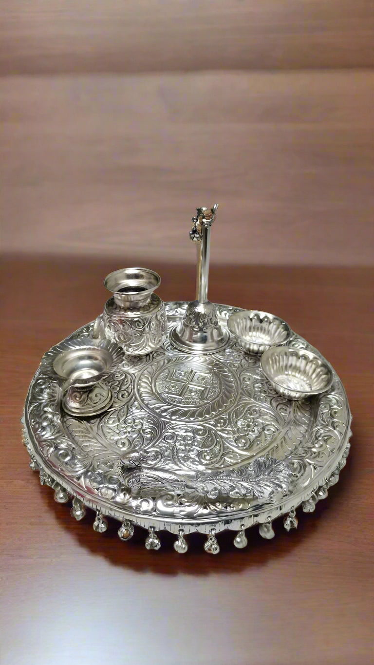 german silver pooja thali set for housewarming/ diwali