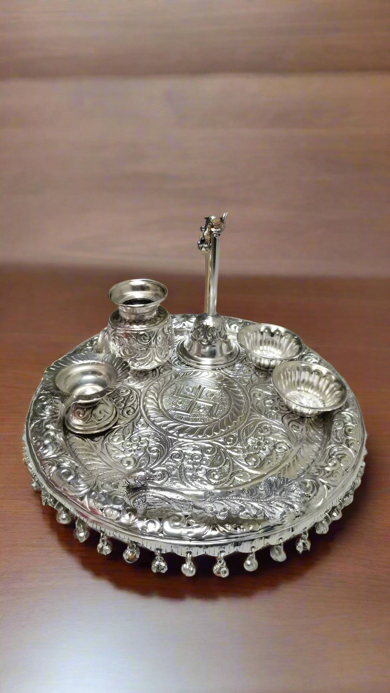 german silver pooja thali set for housewarming/ diwali