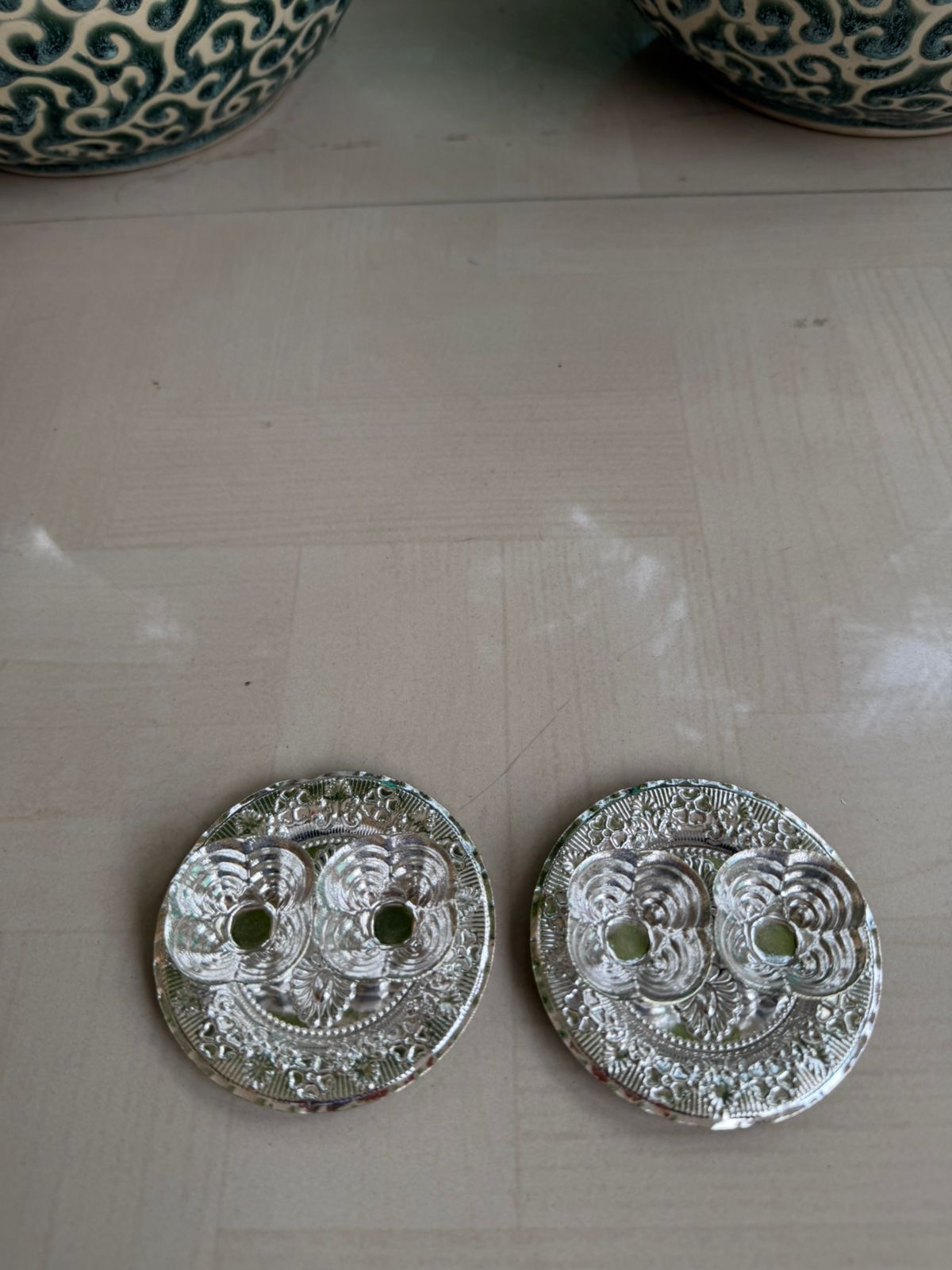 German Silver Antique Finish Kumkum Bowls – Set of 2 Pooja Essentials