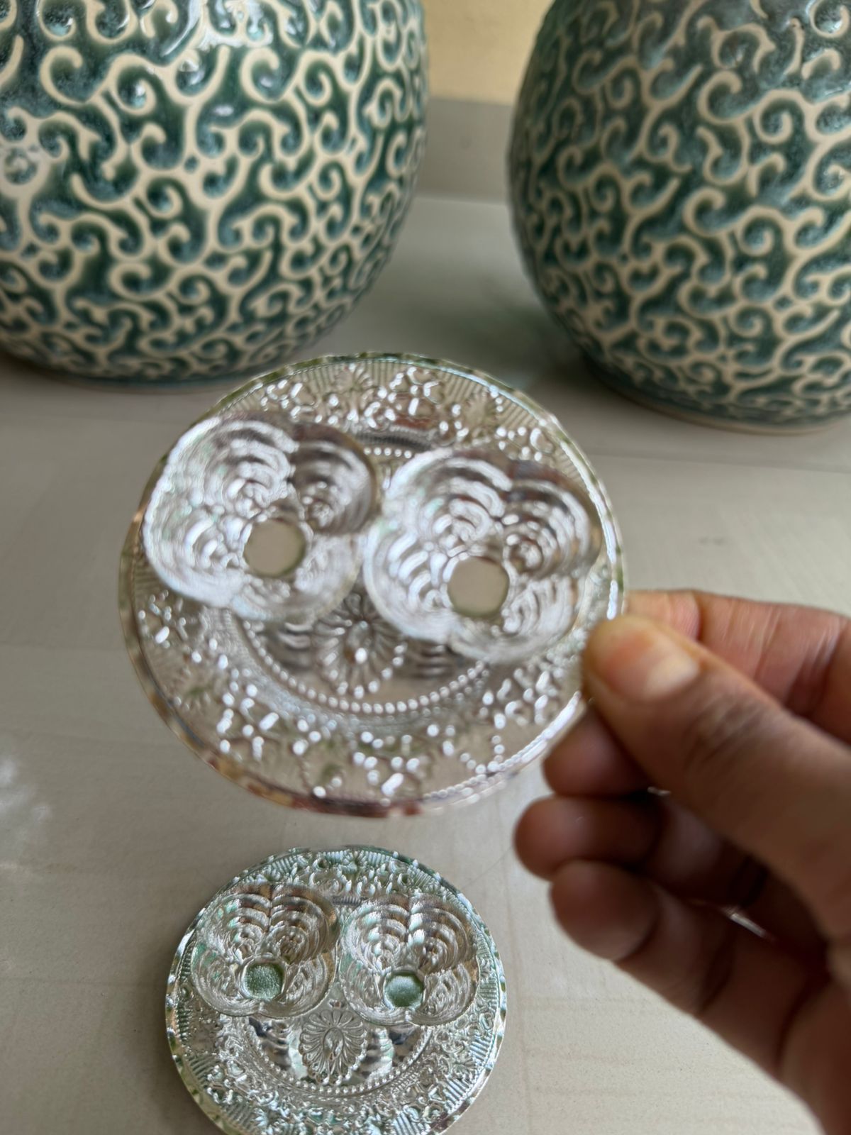 German Silver Antique Finish Kumkum Bowls – Set of 2 Pooja Essentials
