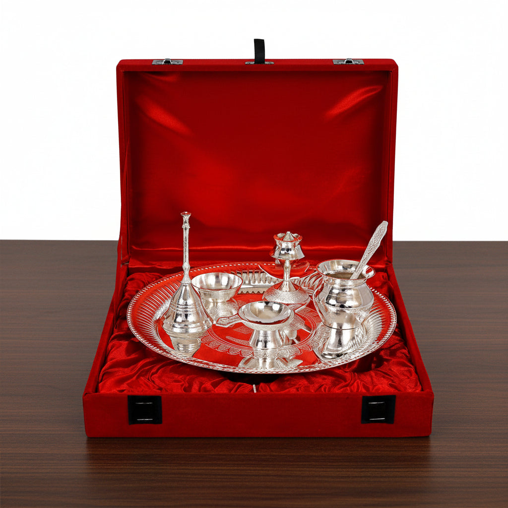 german silver Om Design Pooja Aarti Thali – for Poojan Purpose