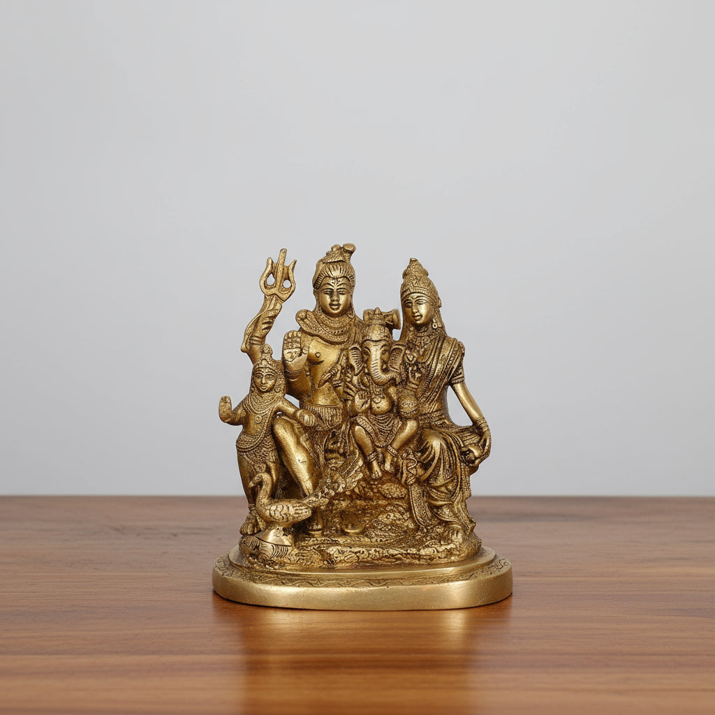 Brass Shiva Parvati Shiv Parivar Shankar Bhagwan Ganesh Family Murti Idol Statue