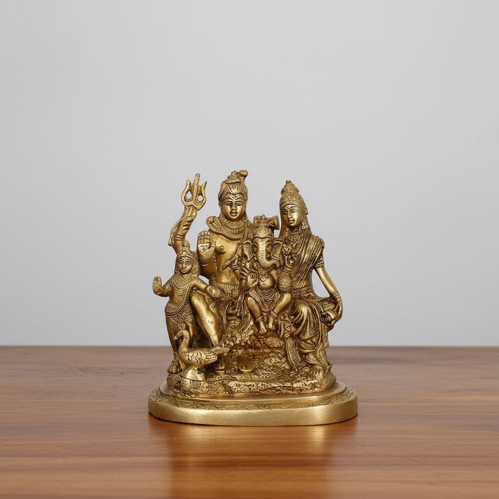 Brass Shiva Parvati Shiv Parivar Shankar Bhagwan Ganesh Family Murti Idol Statue