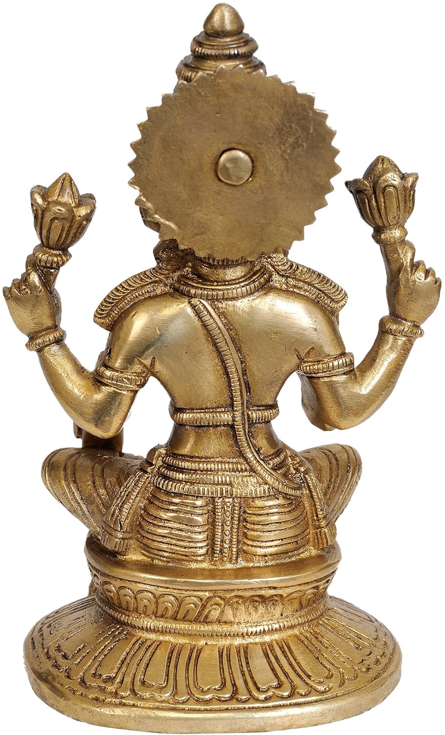 Brass Goddess Lakshmi with Owl (6.5 Inch, Gold) Statue Idol