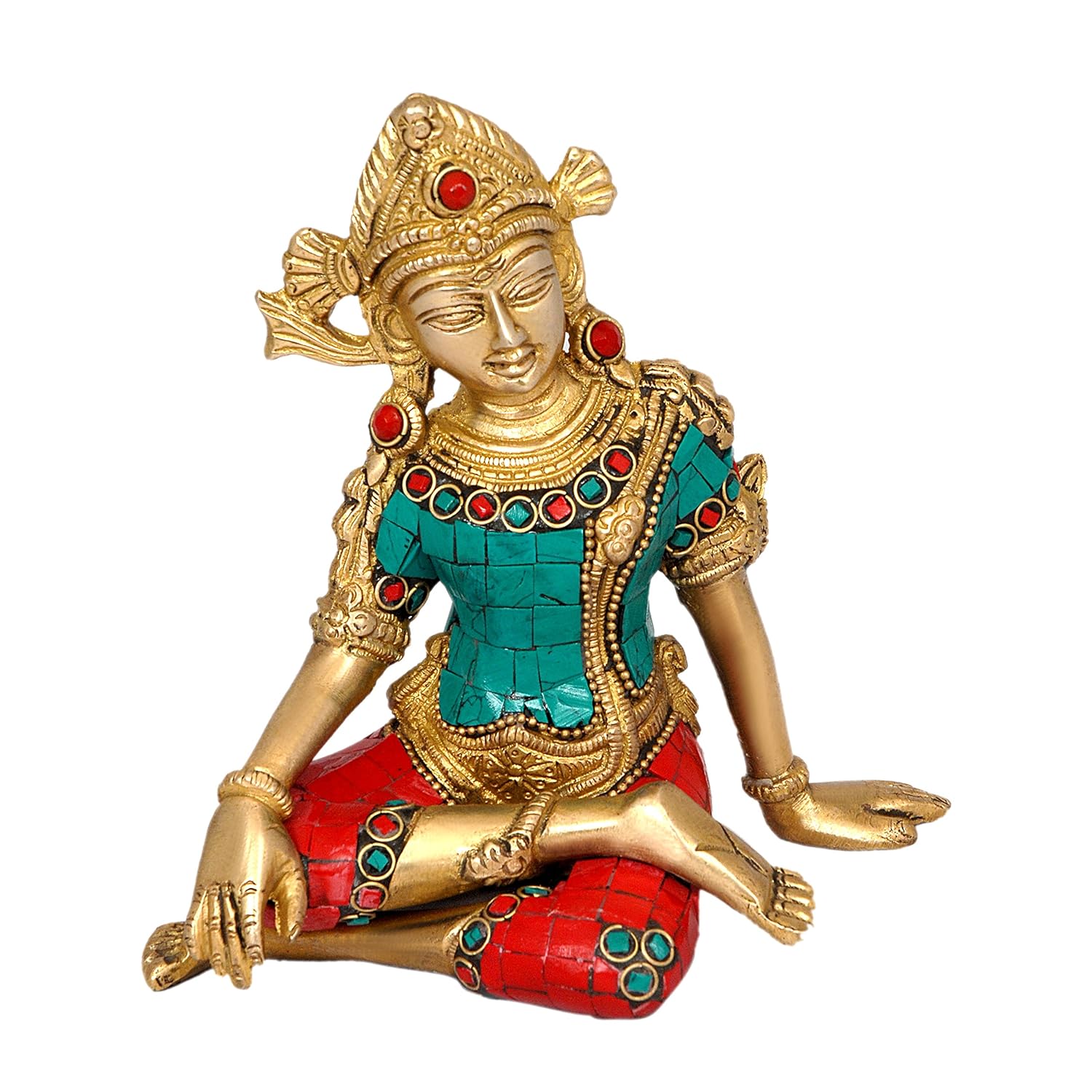 Sitting God Indra Dev Brass Statue Idol, Height : 5.75 inches