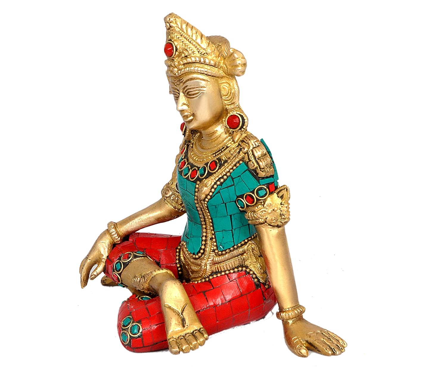 Sitting God Indra Dev Brass Statue Idol, Height : 5.75 inches