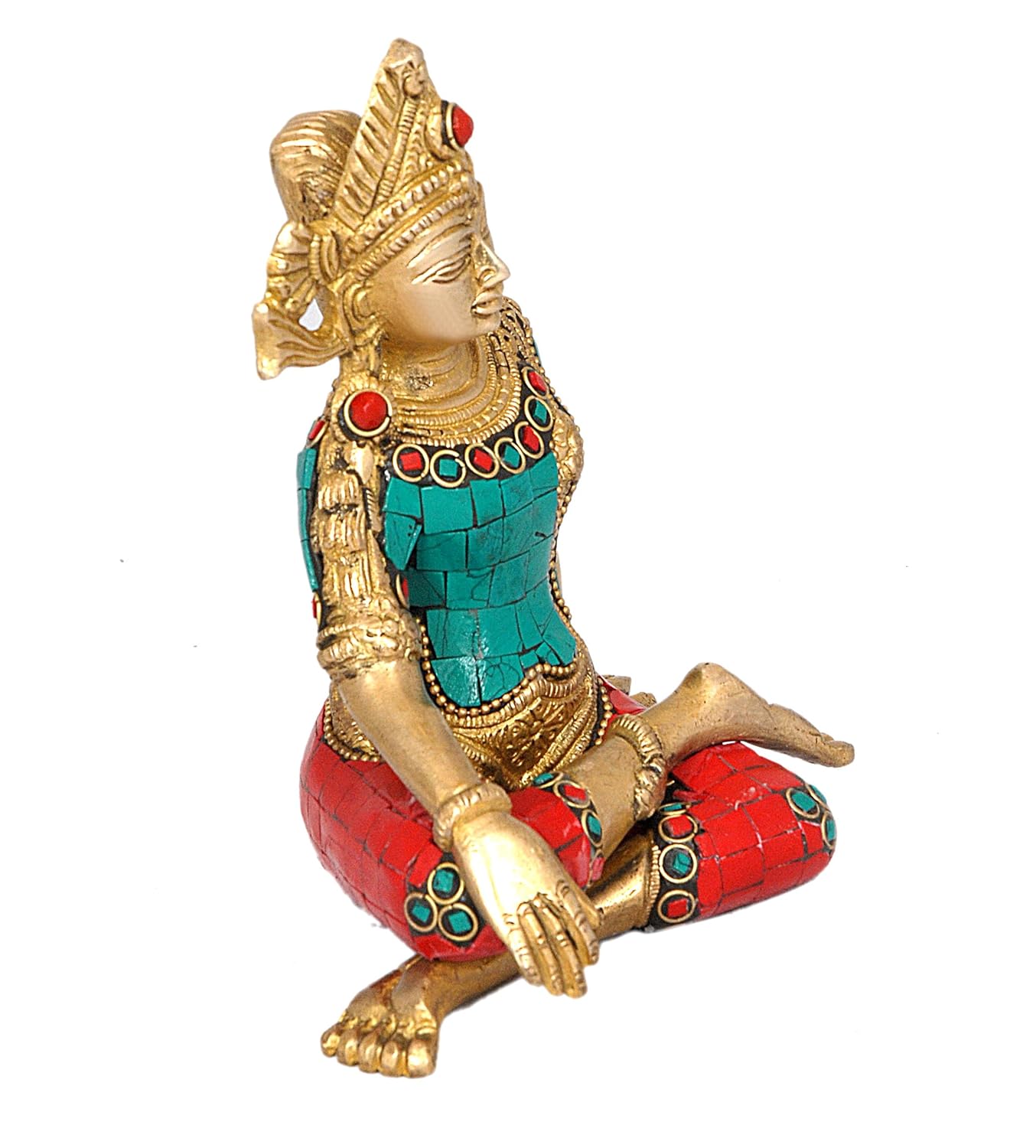 Sitting God Indra Dev Brass Statue Idol, Height : 5.75 inches