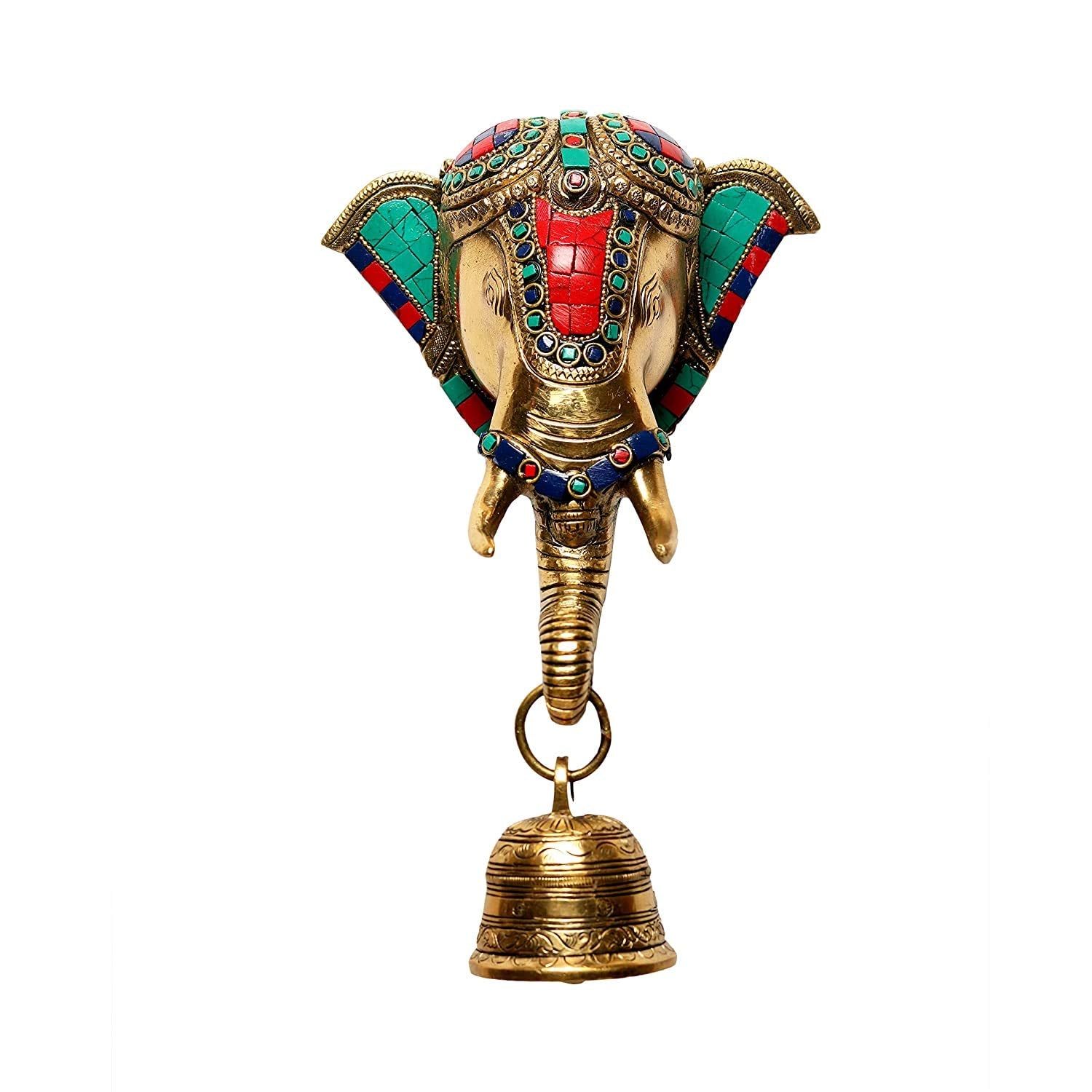 Brass Elephant Ganesh Bell Statue Wall Hanging