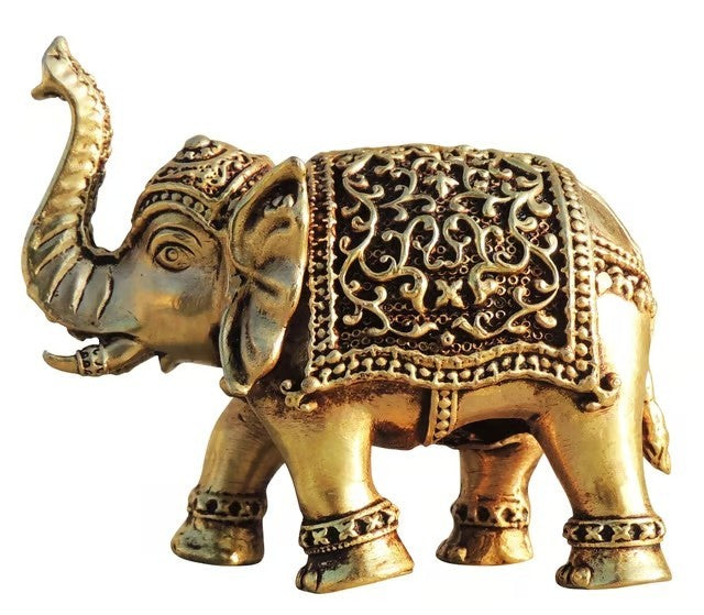 Set of 2 Brass Elephant Statues – Handcrafted Vastu Showpieces for Home Décor