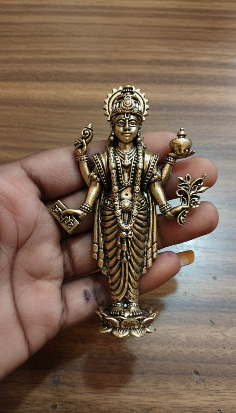 Handcrafted Brass Dhanvantari Idol – Lord of Ayurveda for Home Temple