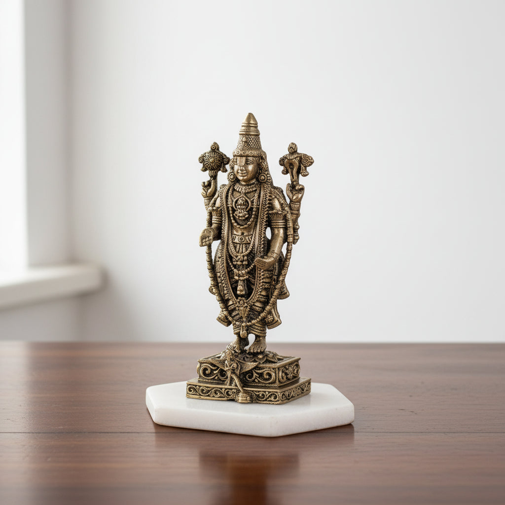 Handcrafted Brass Tirupati Balaji Idol – Lord Venkateswara Murti for Home Temple