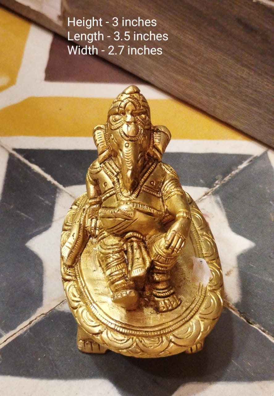 Handcrafted Brass Sitting Ganesha Idol – Lord of Wisdom & Auspicious Beginnings