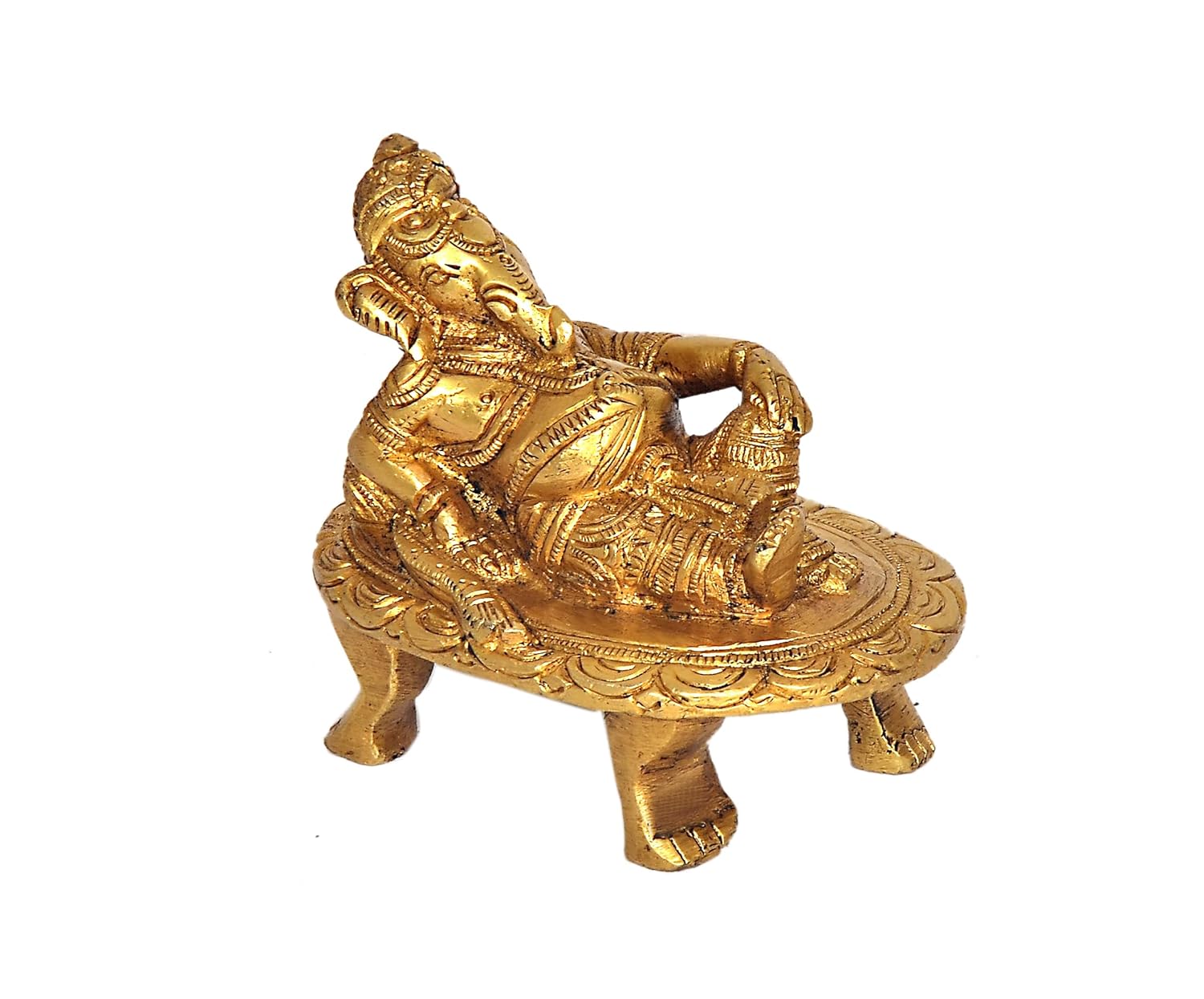 Handcrafted Brass Sitting Ganesha Idol – Lord of Wisdom & Auspicious Beginnings