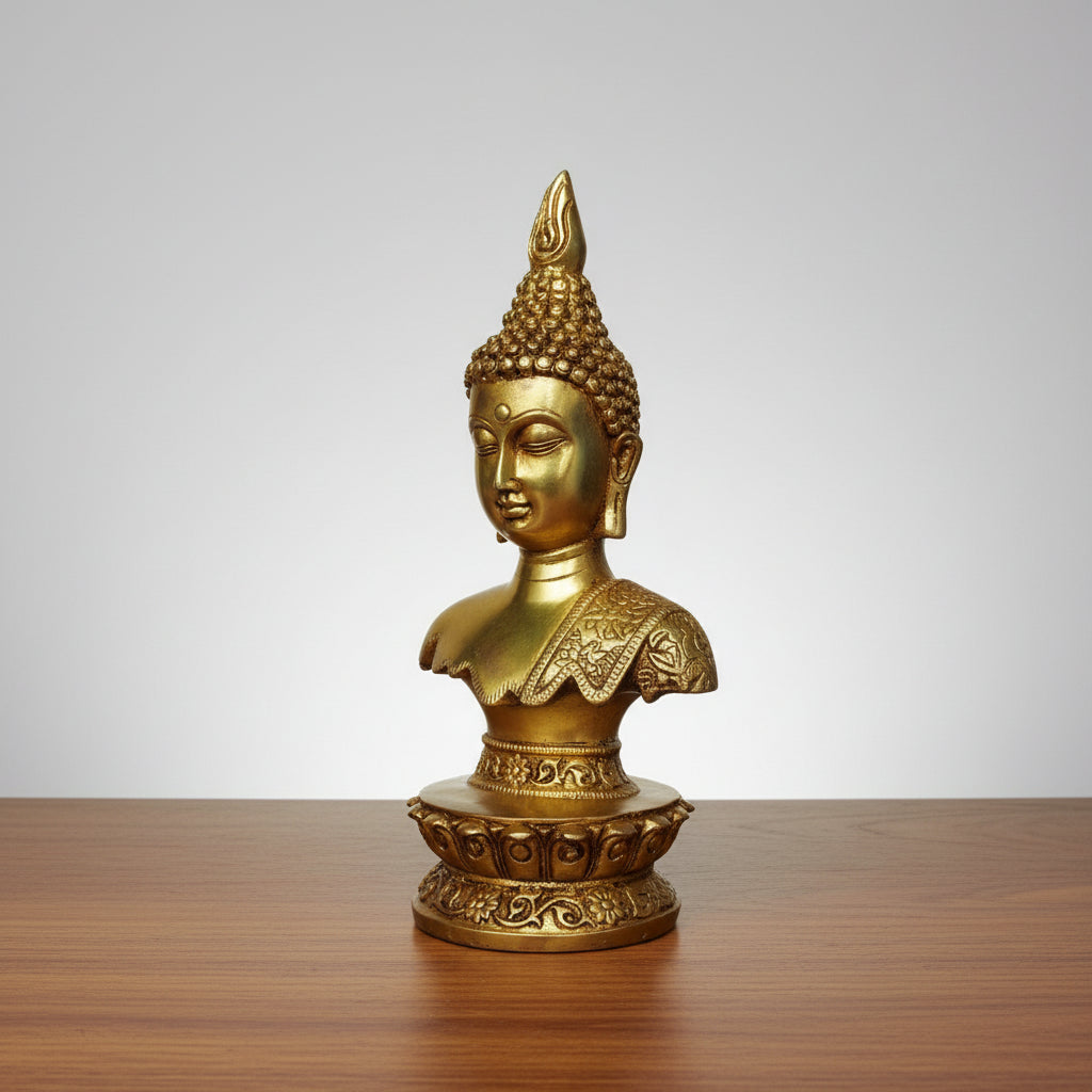 Handcrafted Brass Buddha Bust – Meditative Sculpture