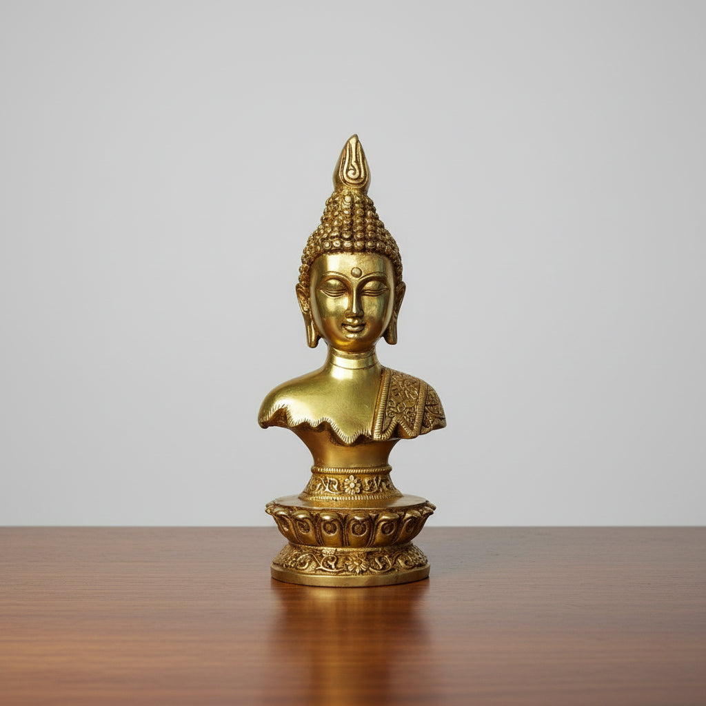 Handcrafted Brass Buddha Bust – Meditative Sculpture