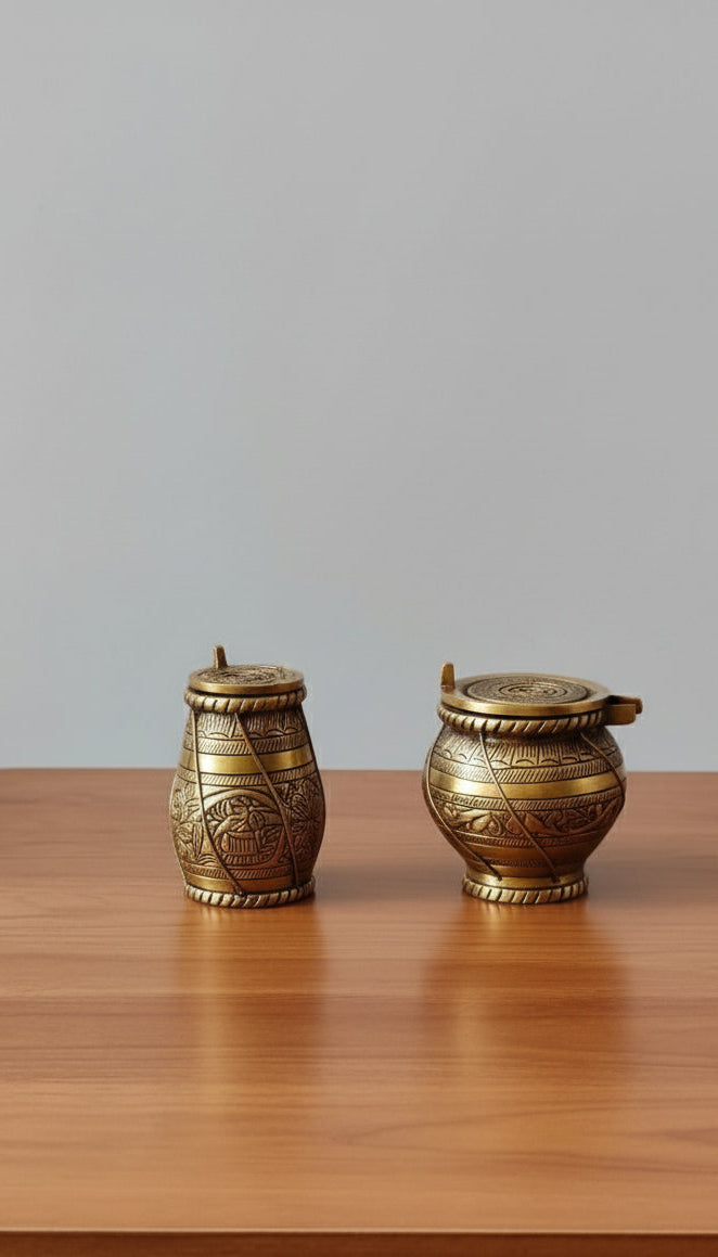 Handcrafted Brass Veena and tabla Set – Traditional Musical Instrument Miniatures