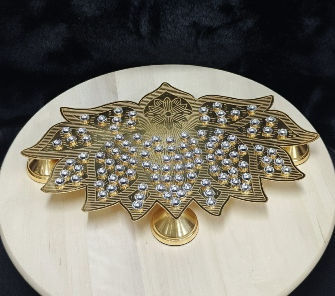 Golden German Silver Flower Stand with 108 Silver Flowers – Auspicious Temple Décor for Pooja, Festivals & Gifting