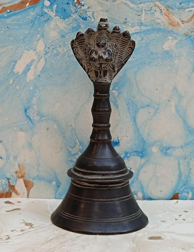 a Beautiful Pure Brass Black Finish Big Garuda with sheshnag Ganti/Bell for Pooja and Gift Purpose/Home use.