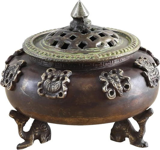 a beautiful brass brown and green color incense holder/ dhoopdaan/ home décor/ diwali