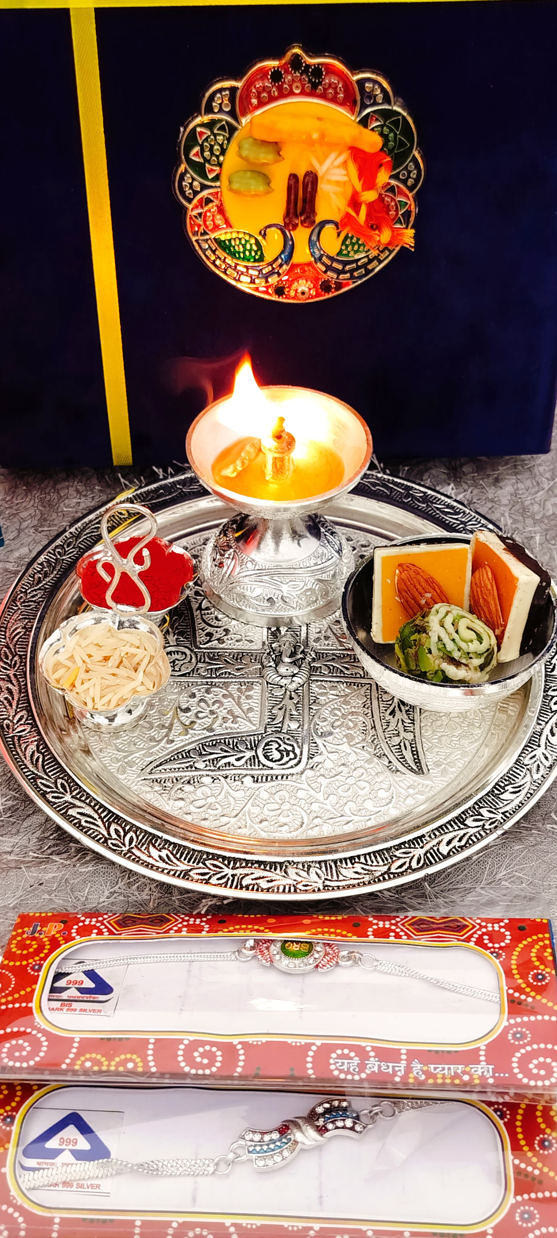 German silver pooja Thali set  for rakhi festival