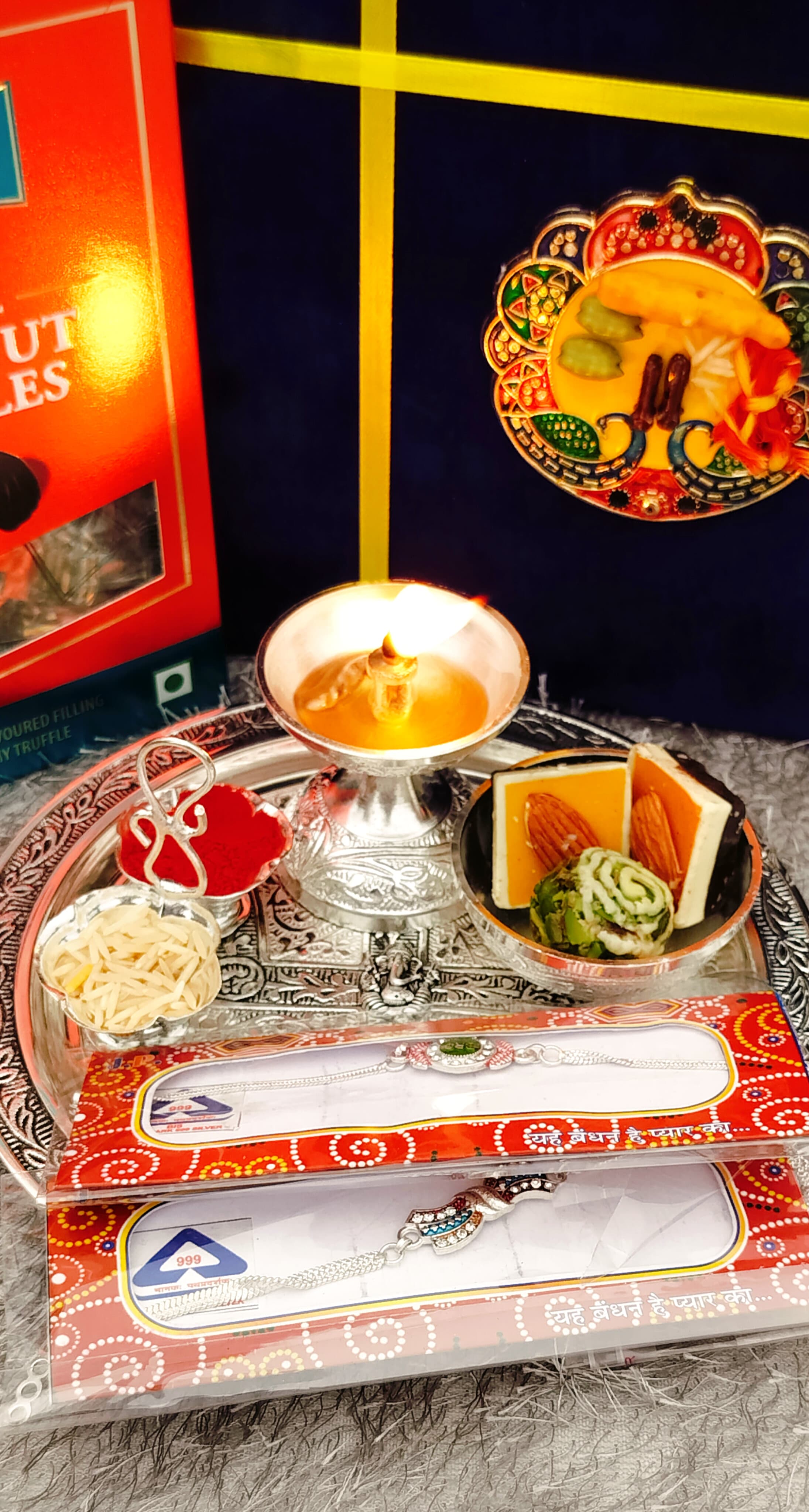 German silver pooja Thali set  for rakhi festival