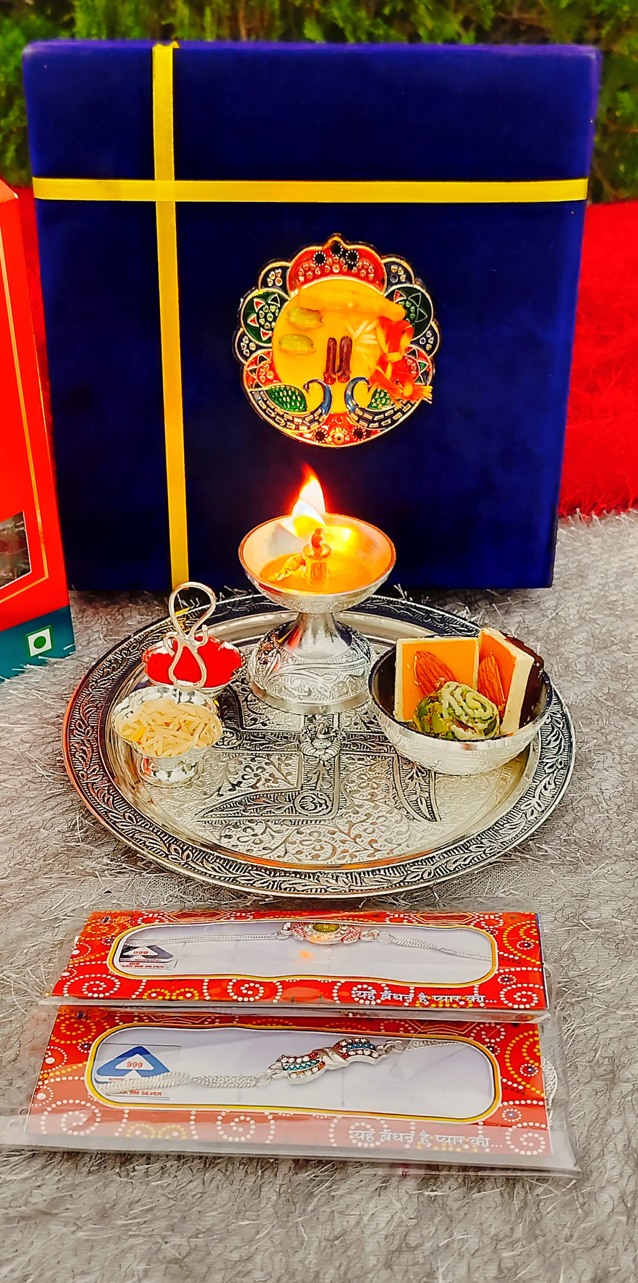 German silver pooja Thali set  for rakhi festival