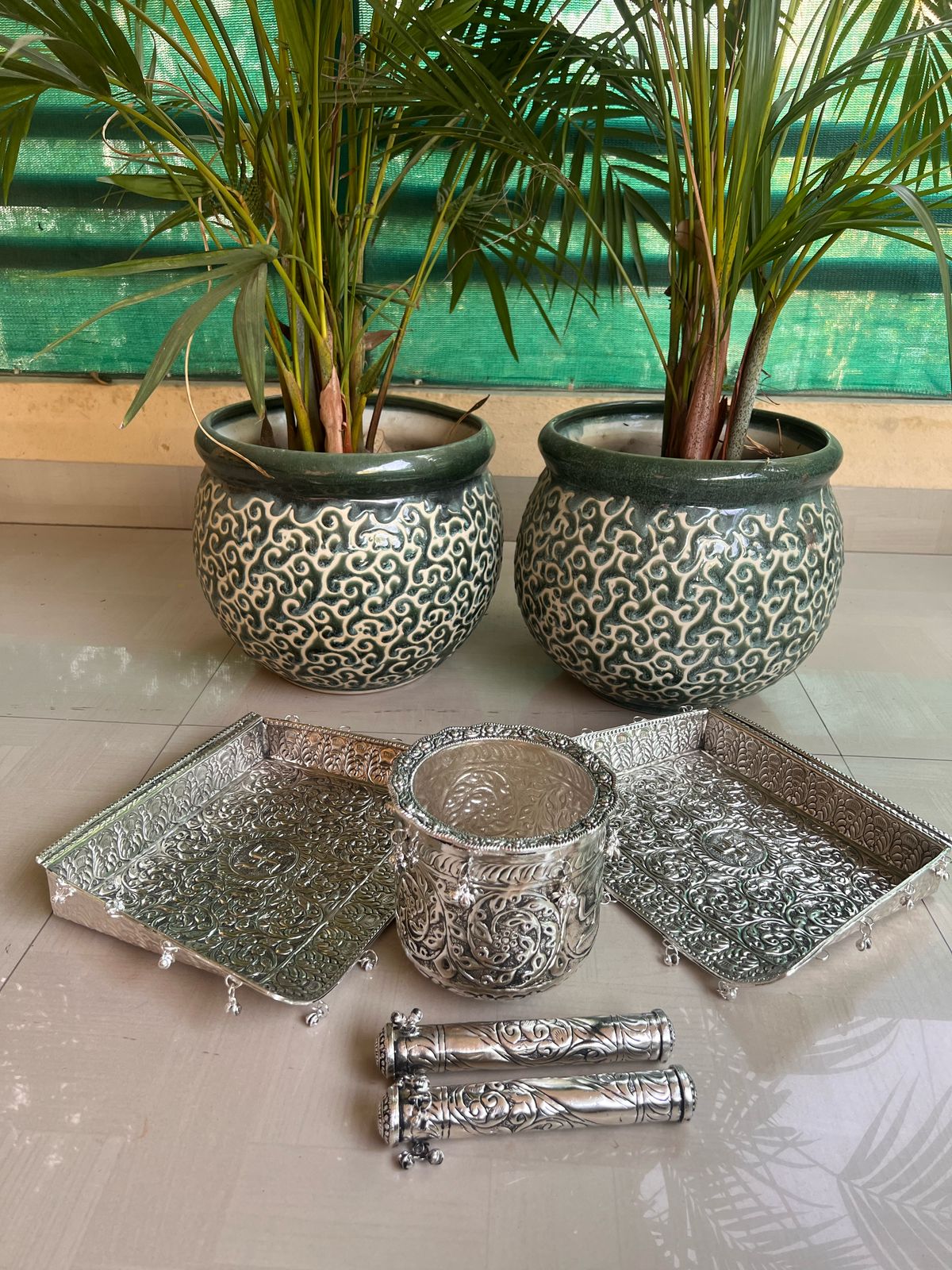 german silver Wedding USAL MUKHAL set