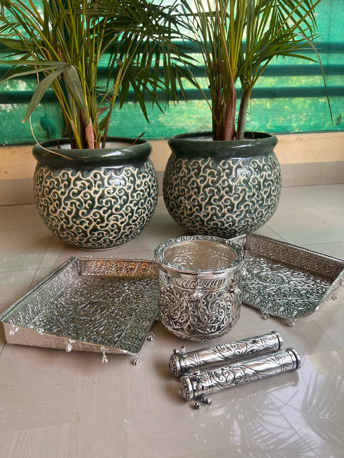 german silver Wedding USAL MUKHAL set