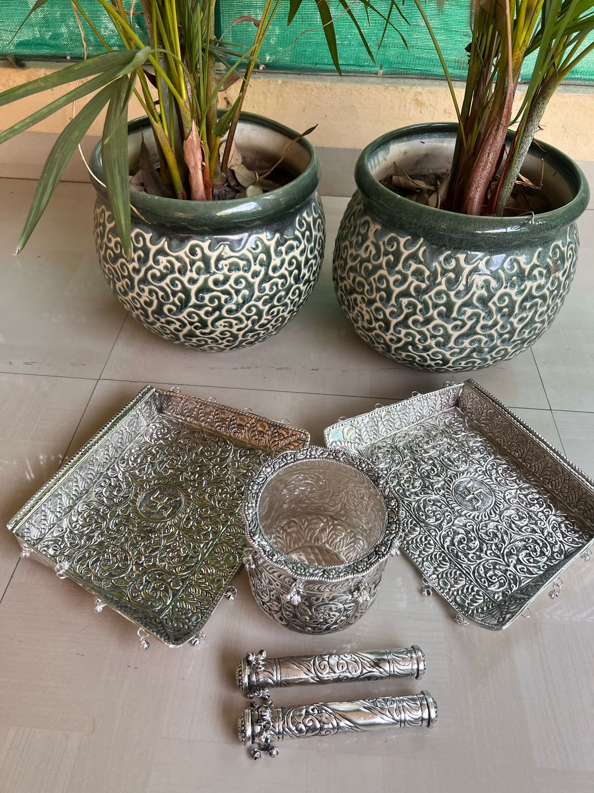 german silver Wedding USAL MUKHAL set