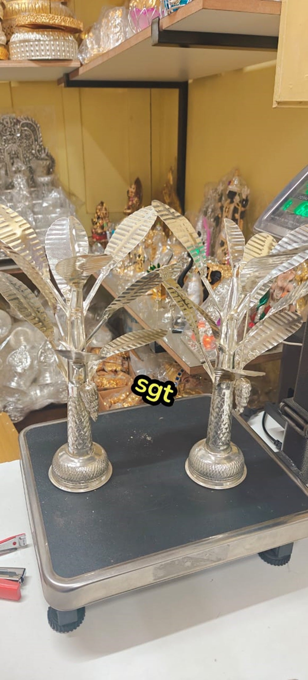 pure german silver banana tree pair , 13" for diwali/housewarming pooja/ home decor