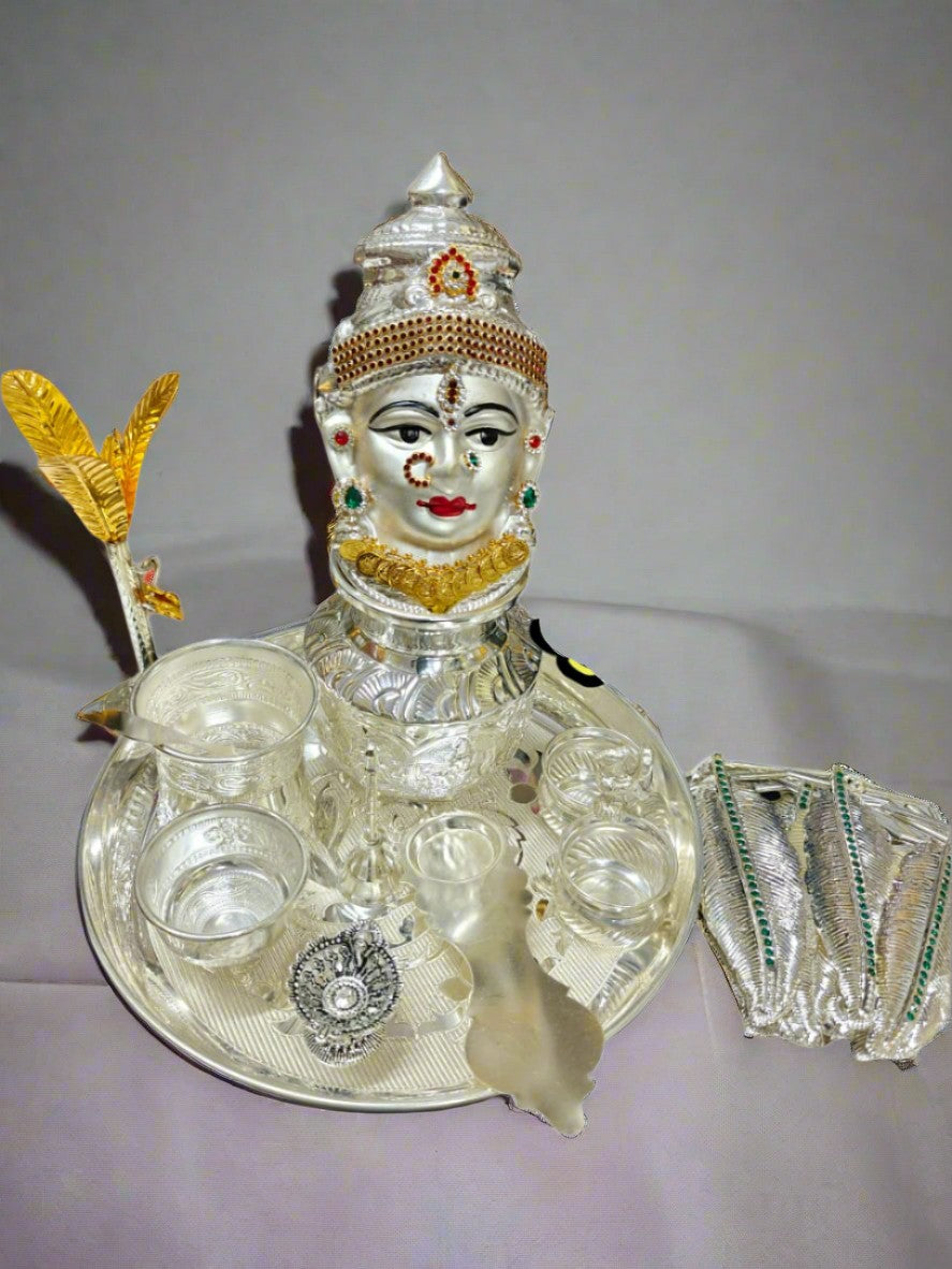 Pure German Silver Combo Pooja thali Set