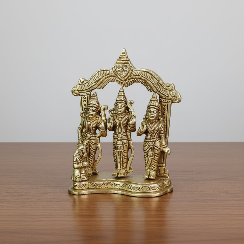 Handcrafted Brass Ram Darbar Idol  Ram Sita Lakshman Hanuman Murti  Temple Decor