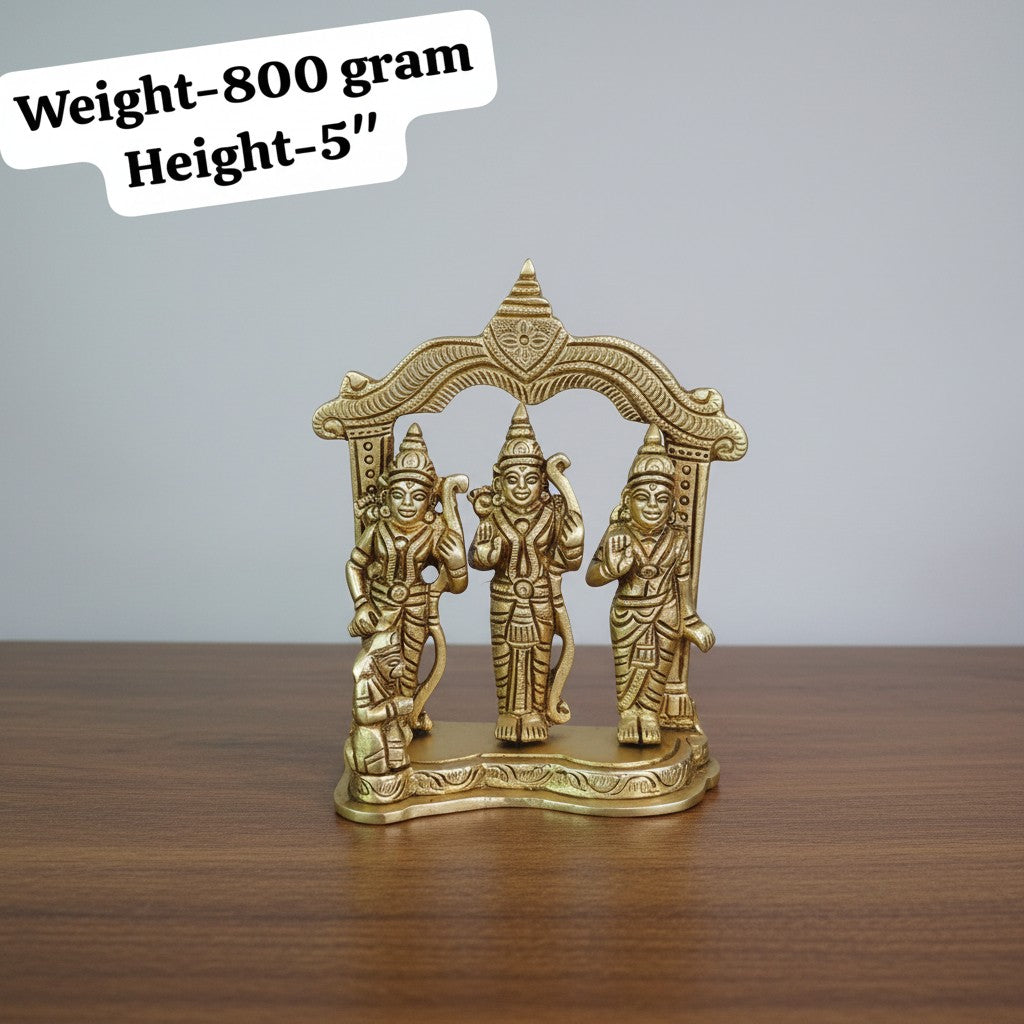 Handcrafted Brass Ram Darbar Idol  Ram Sita Lakshman Hanuman Murti  Temple Decor