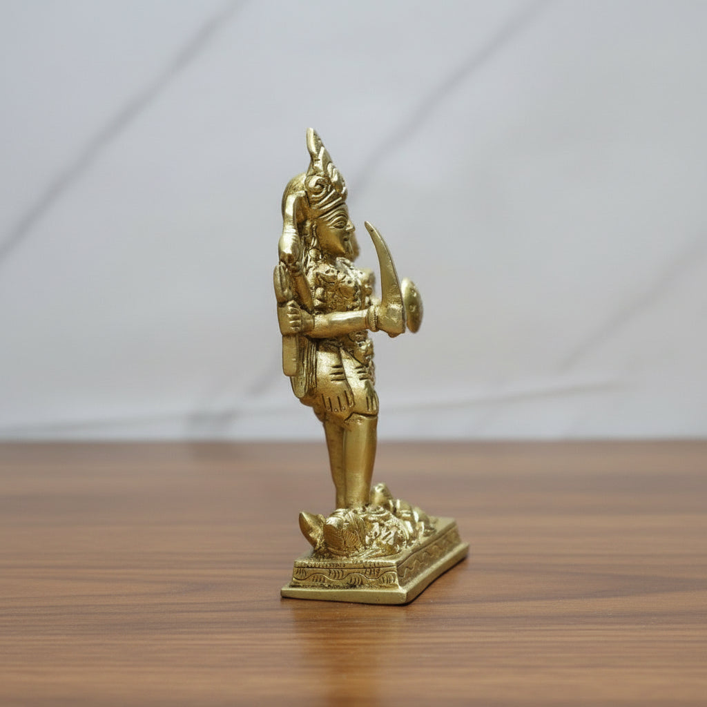 Brass Kali Maa Idol – Antique Finish  Fierce Divine Energy  Temple Decor