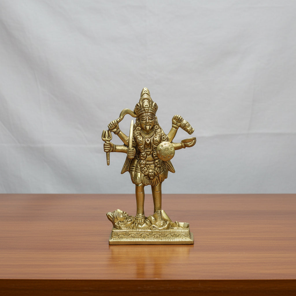 Brass Kali Maa Idol – Antique Finish  Fierce Divine Energy  Temple Decor