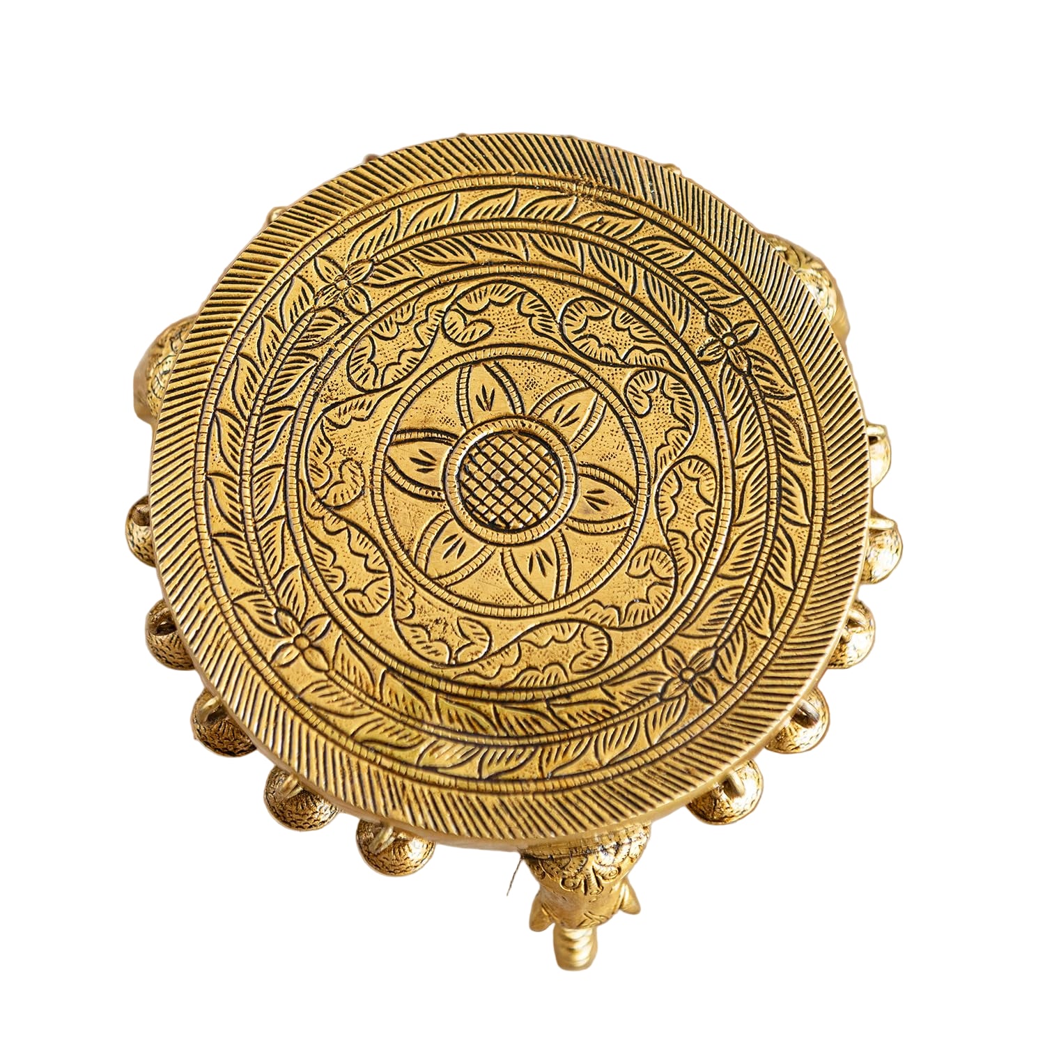 Brass Stool with Elephant Legs  Handcrafted Pedestal  Temple Stand