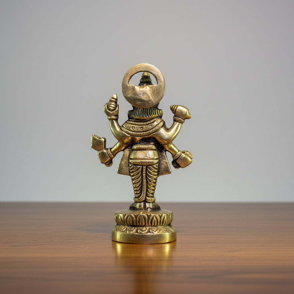 Brass Dhanwantari Idol  God of Ayurveda  Handcrafted Pooja Decor