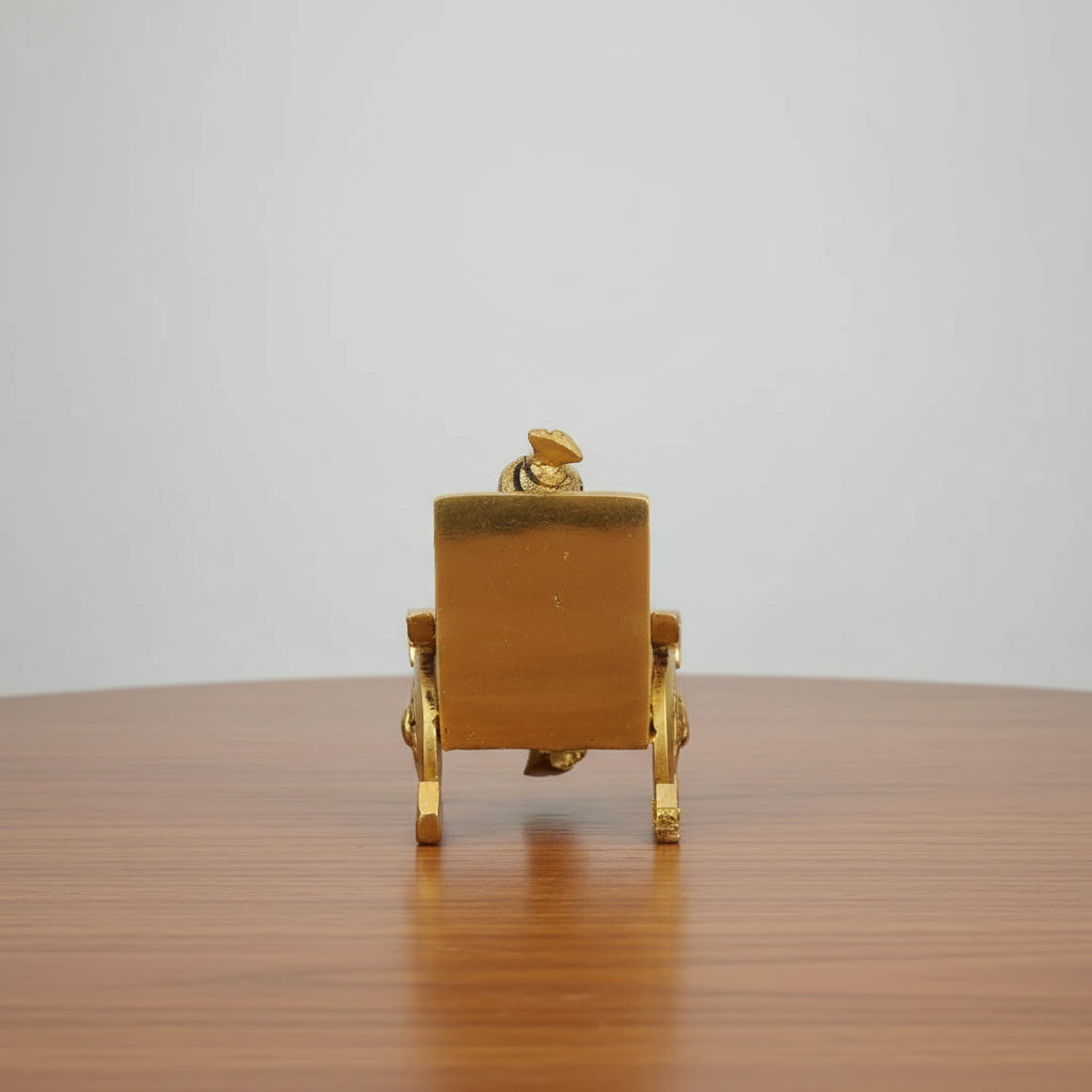 Brass Ganesh Reading Book on Chair  Vidya Ganapati Idol