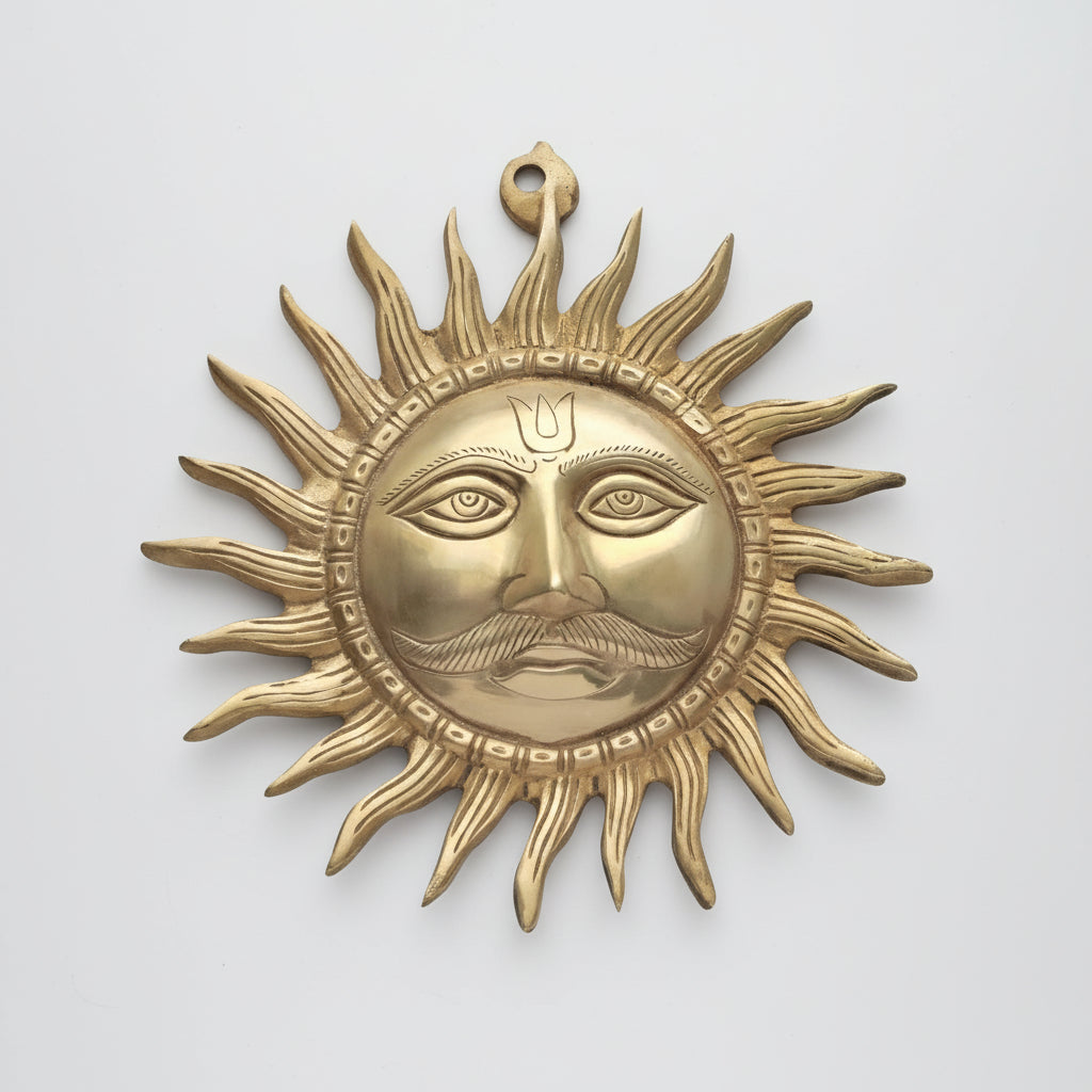 Brass Sun Wall Hanging with Moustaches  Surya god for home/ temple