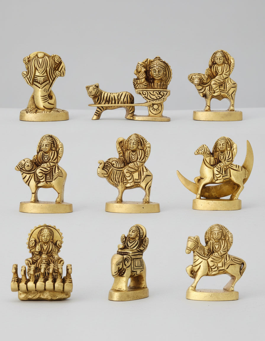 Brass Navgraha Set  9 Planet Deities  Vastu Remedy Handcrafted Pooja Decor