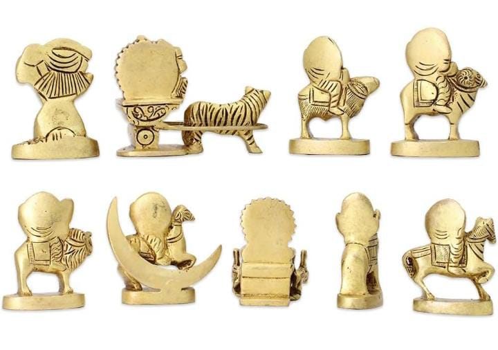 Brass Navgraha Set  9 Planet Deities  Vastu Remedy Handcrafted Pooja Decor
