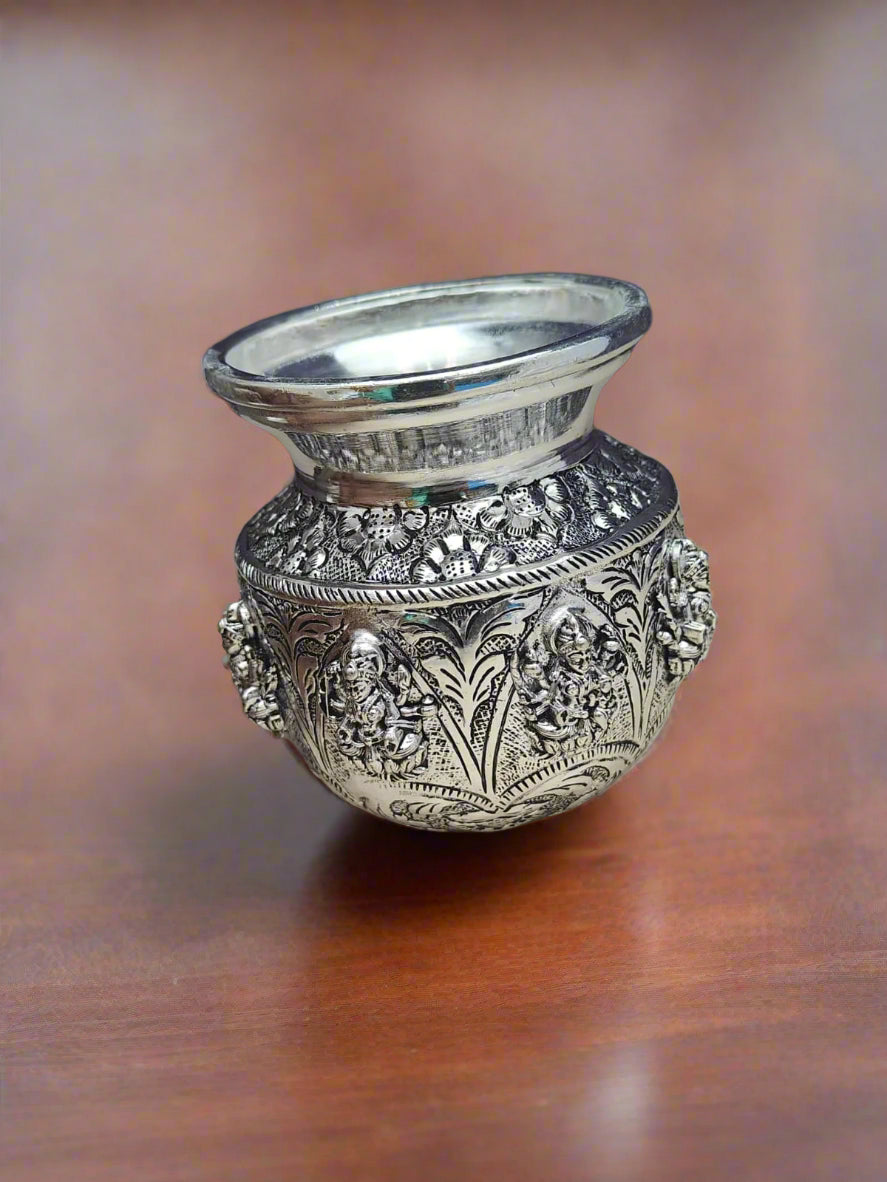 german silver antique finish ashtalakshmi kalash