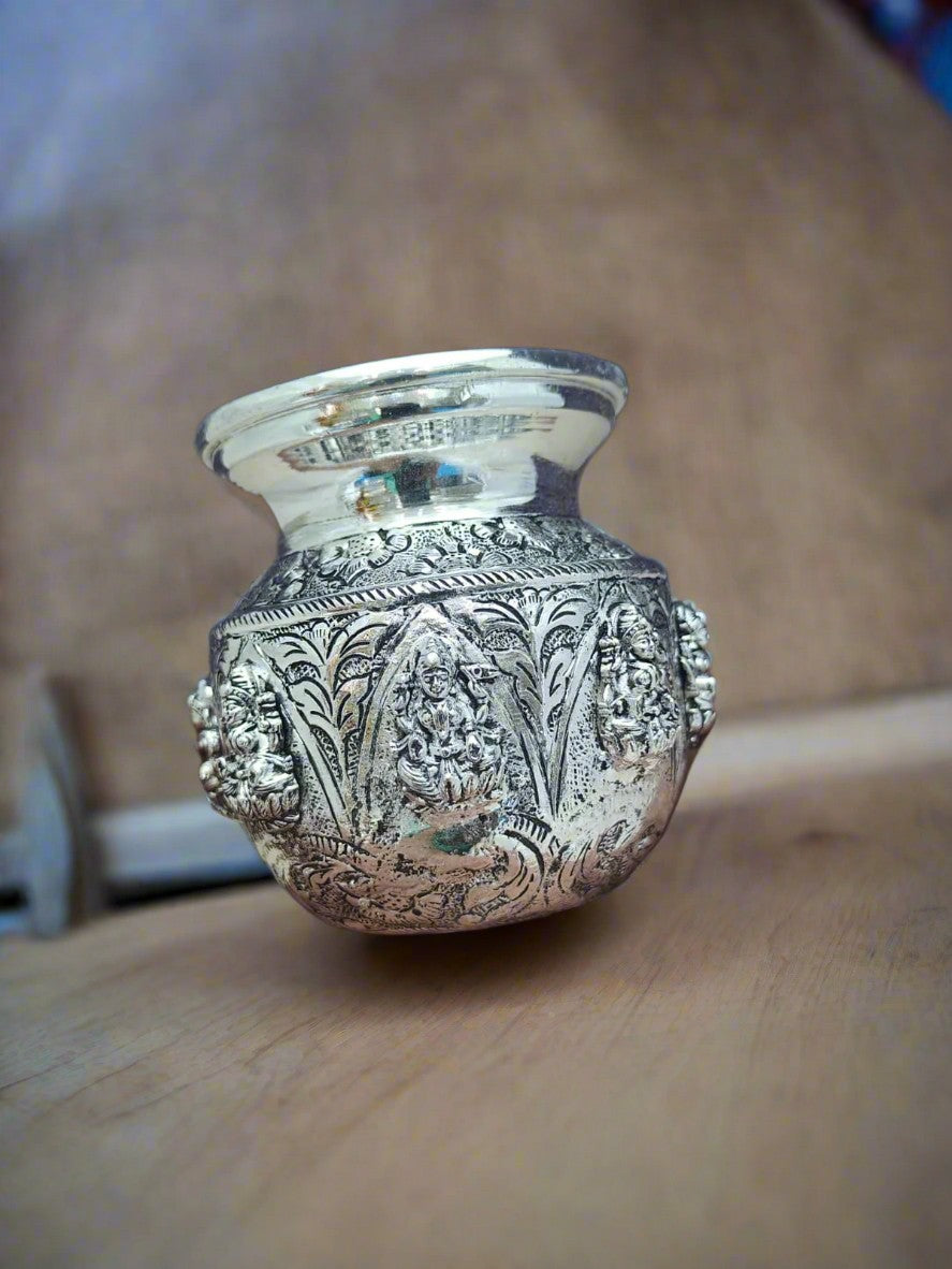 german silver antique finish ashtalakshmi kalash